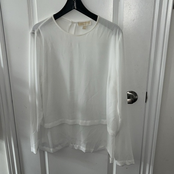 MICHAEL Michael Kors White Women’s Long Sleeve Blouse - Picture 4 of 7